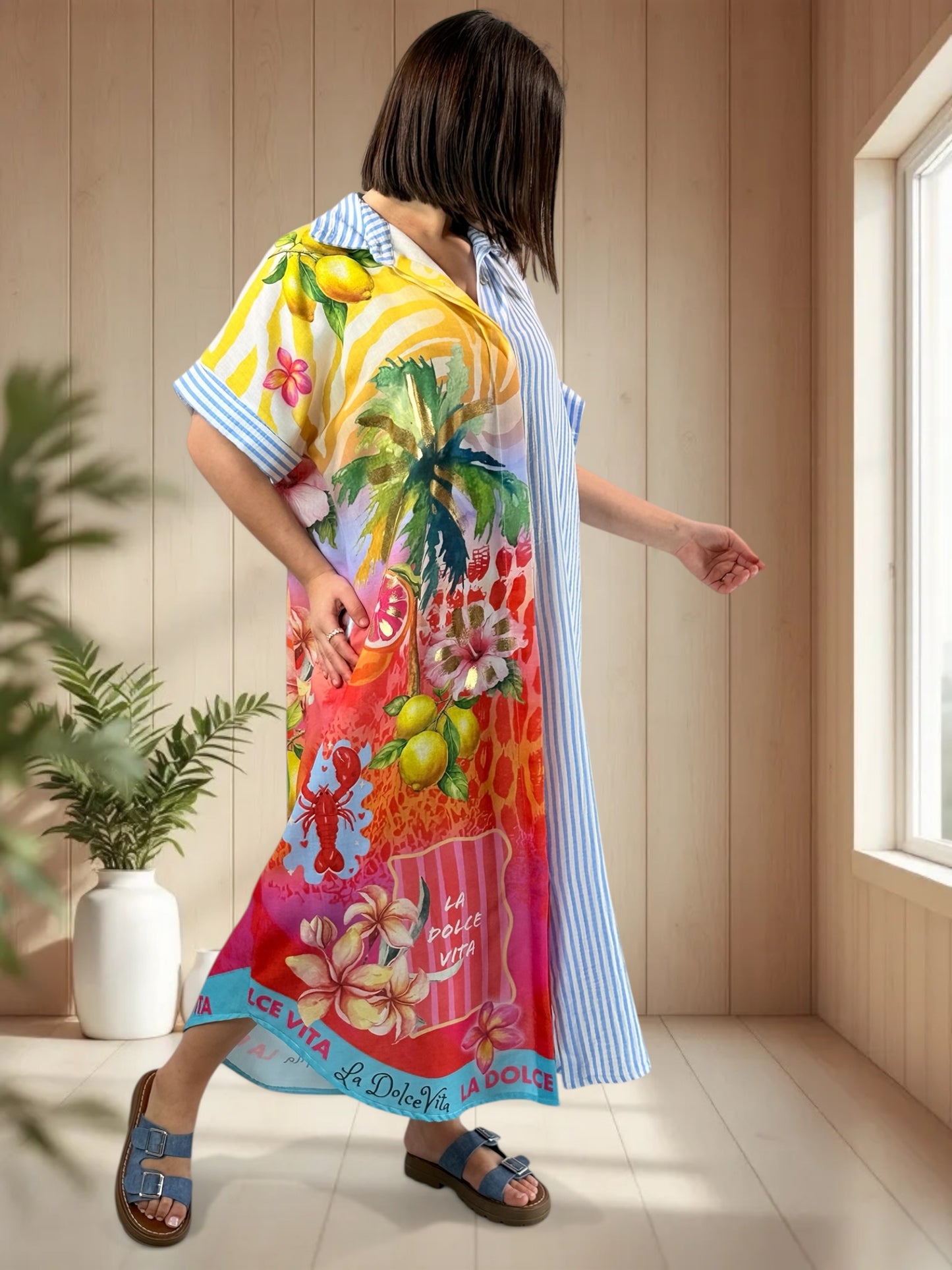 POSITANO - ROBE A MOTIF JUSQU'A LA TAILLE 50/52