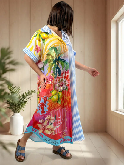 POSITANO - ROBE A MOTIF JUSQU'A LA TAILLE 50/52