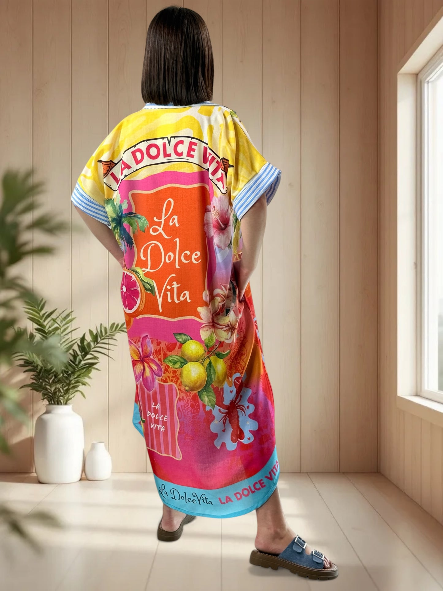 POSITANO - ROBE A MOTIF JUSQU'A LA TAILLE 50/52