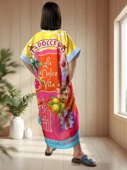 POSITANO - ROBE A MOTIF JUSQU'A LA TAILLE 50/52