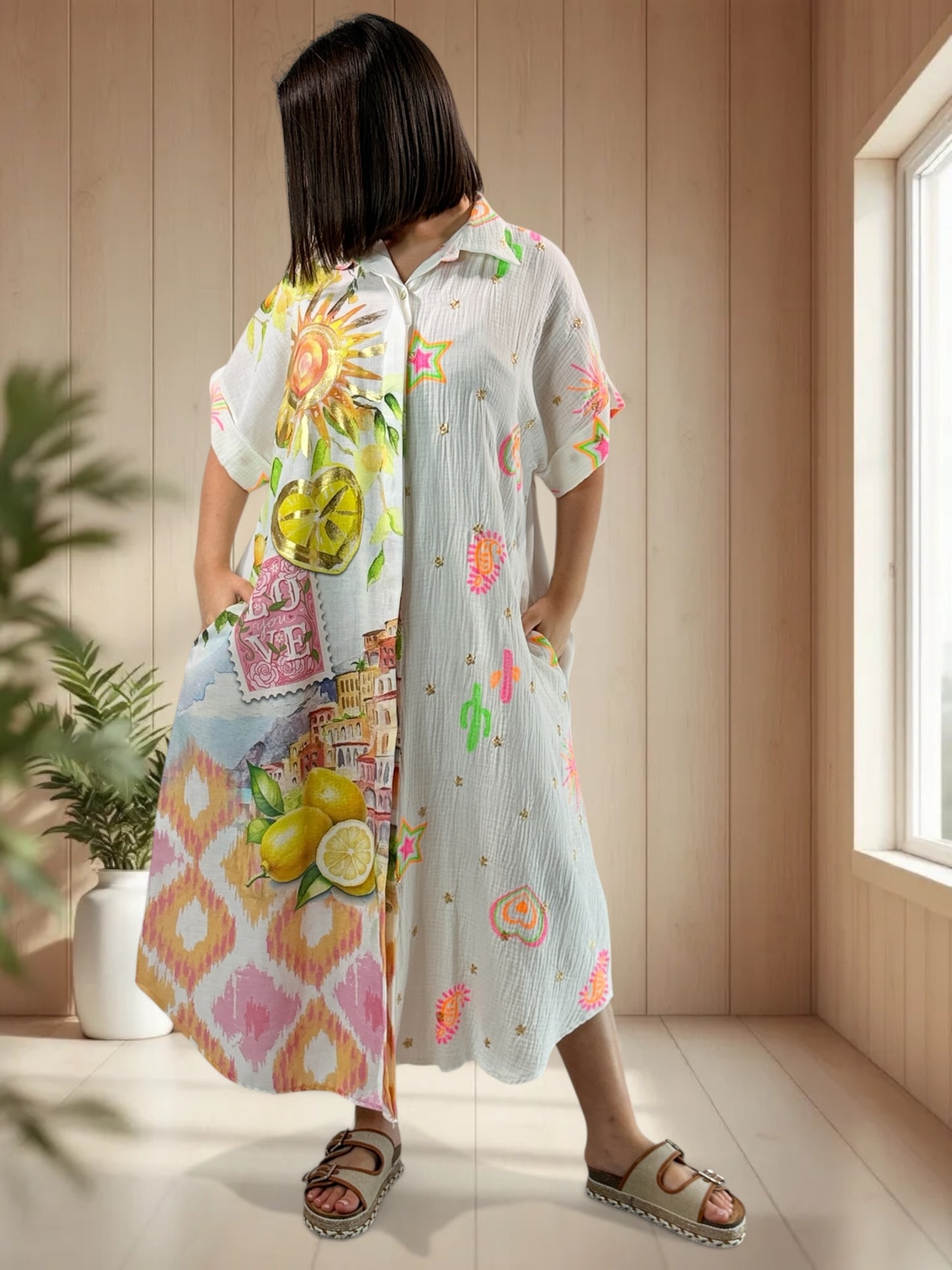 POSITANO - ROBE A MOTIF JUSQU'A LA TAILLE 50/52