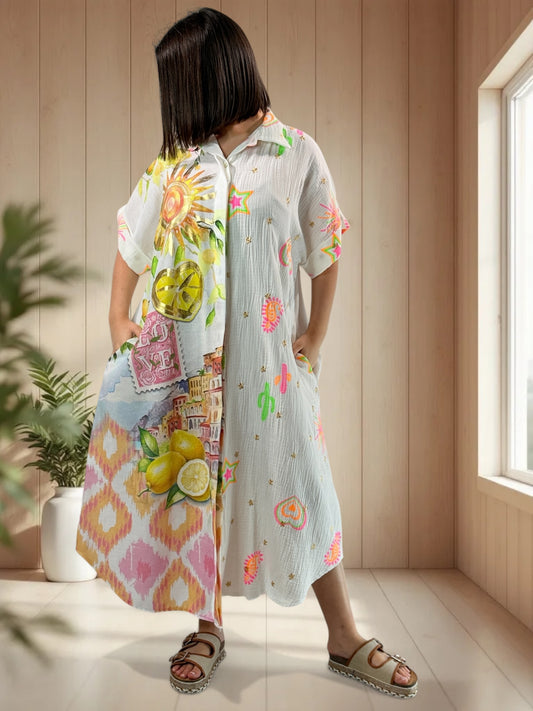 POSITANO - ROBE A MOTIF JUSQU'A LA TAILLE 50/52