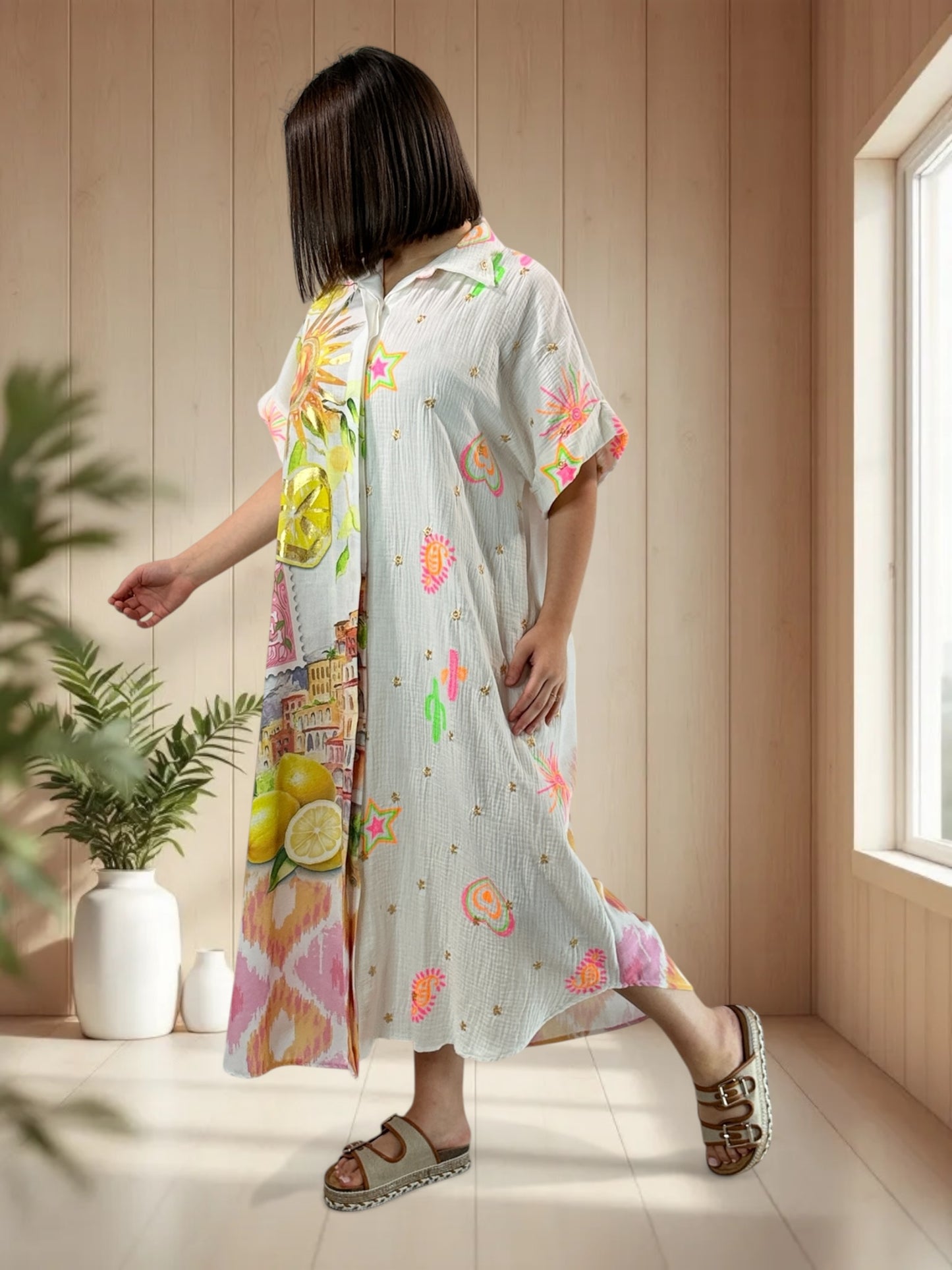 POSITANO - ROBE A MOTIF JUSQU'A LA TAILLE 50/52
