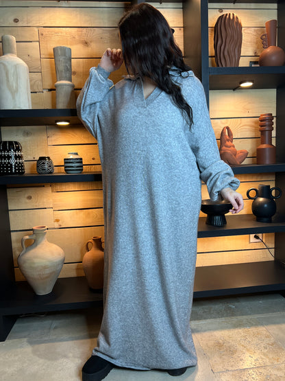 LALY - ROBE PULL OVERSIZE GRISE JUSQU'A LA TAILLE 50/52