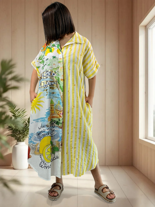 POSITANO - ROBE A MOTIF JUSQU'A LA TAILLE 50/52