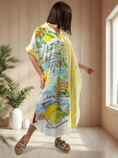 POSITANO - ROBE A MOTIF JUSQU'A LA TAILLE 50/52