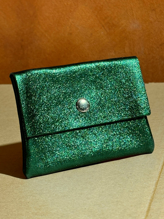 PORTE MONNAIE EN CUIR VERT IRISE