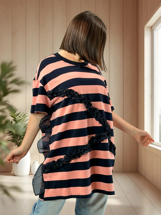 MARTINO - T-SHIRT OVERSIZE A RAYURE JUSQU'A LA TAILLE 54