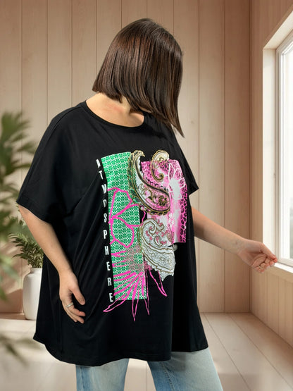 MATHIAS - T-SHIRT OVERSIZE A MOTIF TAILLE JUSQU'A LA TAILLE 46/48 A 56