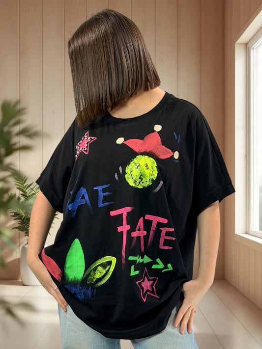 MADOX - T-SHIRT OVERSIZE A MOTIF TAILLE JUSQU'A LA TAILLE 46/48 A 56