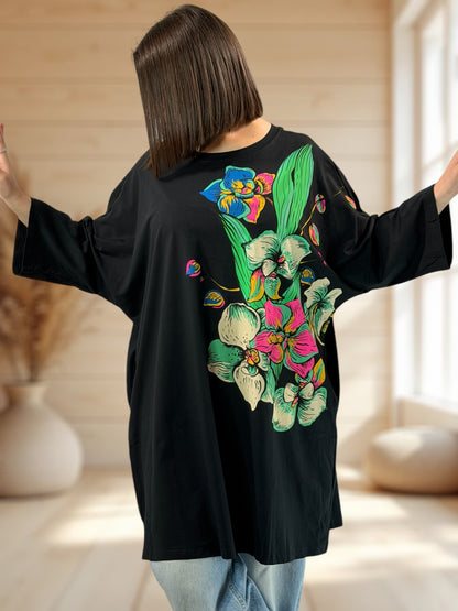 ANTONIA - LONG T-SHIRT OVERSIZE A MOTIF JUSQU'A LA TAILLE 46/48 A 56