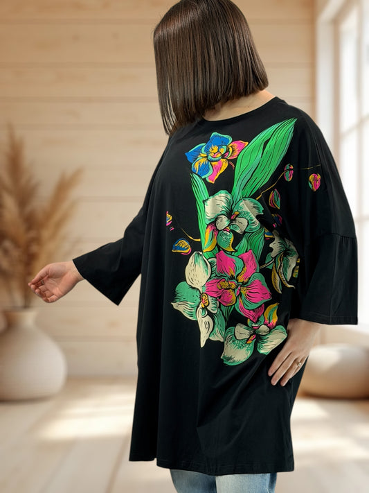 ANTONIA - LONG T-SHIRT OVERSIZE A MOTIF JUSQU'A LA TAILLE 46/48 A 56