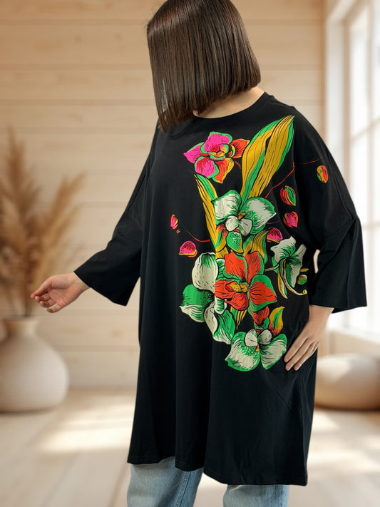 ANTONIA - LONG T-SHIRT OVERSIZE A MOTIF JUSQU'A LA TAILLE 46/48 A 56