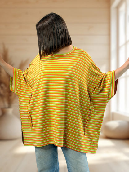 CESARIO - T-SHIRT OVERSIZE A RAYURE TAILLE JUSQU'A LA TAILLE 60
