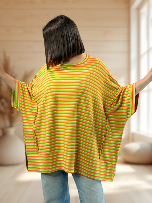 CESARIO - T-SHIRT OVERSIZE A RAYURE TAILLE JUSQU'A LA TAILLE 60