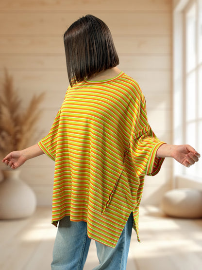 CESARIO - T-SHIRT OVERSIZE A RAYURE TAILLE JUSQU'A LA TAILLE 60