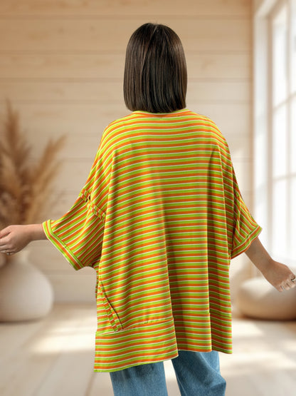 CESARIO - T-SHIRT OVERSIZE A RAYURE TAILLE JUSQU'A LA TAILLE 60