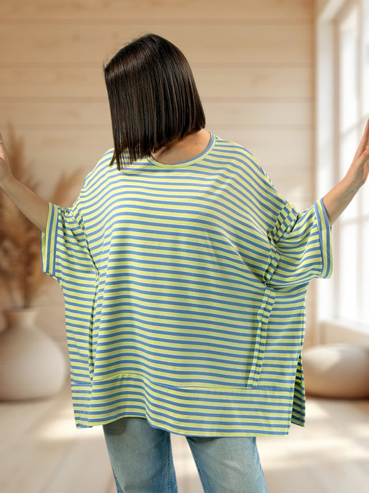 CESARIO - T-SHIRT OVERSIZE A RAYURE TAILLE JUSQU'A LA TAILLE 60