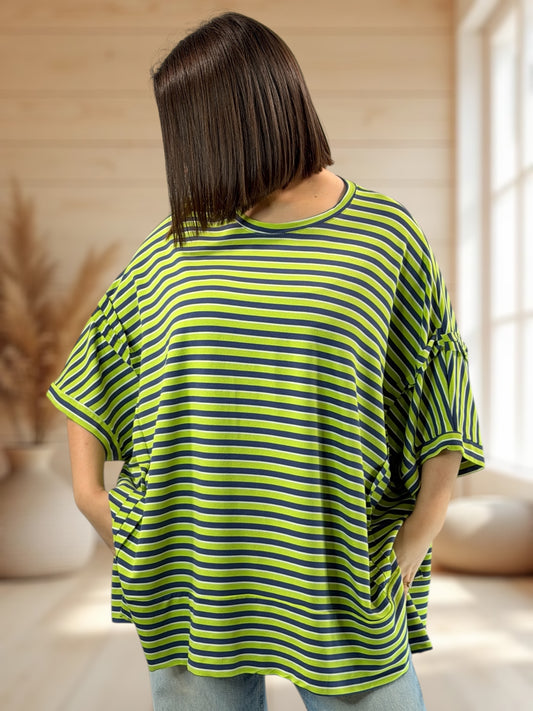 CESARIO - T-SHIRT OVERSIZE A RAYURE TAILLE JUSQU'A LA TAILLE 60