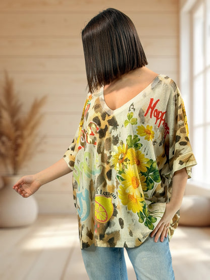 MAGNOLIA - TEE-SHIRT OVERSIZE FLUIDE SCINTILLANT JUSQU'A LA TAILLE 56