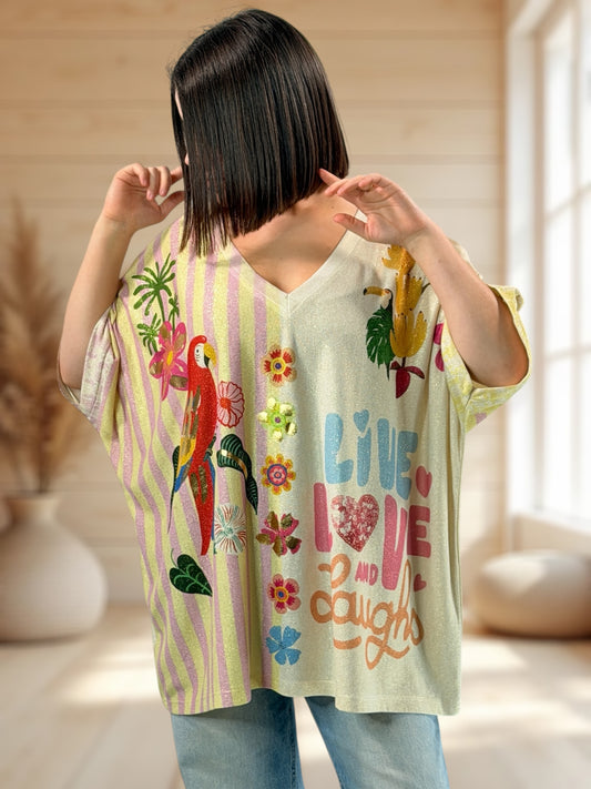 MAGNOLIA - TEE-SHIRT OVERSIZE FLUIDE SCINTILLANT JUSQU'A LA TAILLE 56