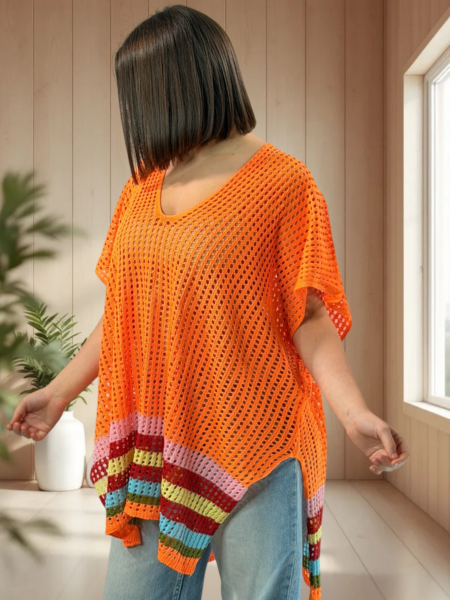 CHACHA  - TUNIQUE EN RESILLE ORANGE JUSQU'A LA TAILLE 56/58