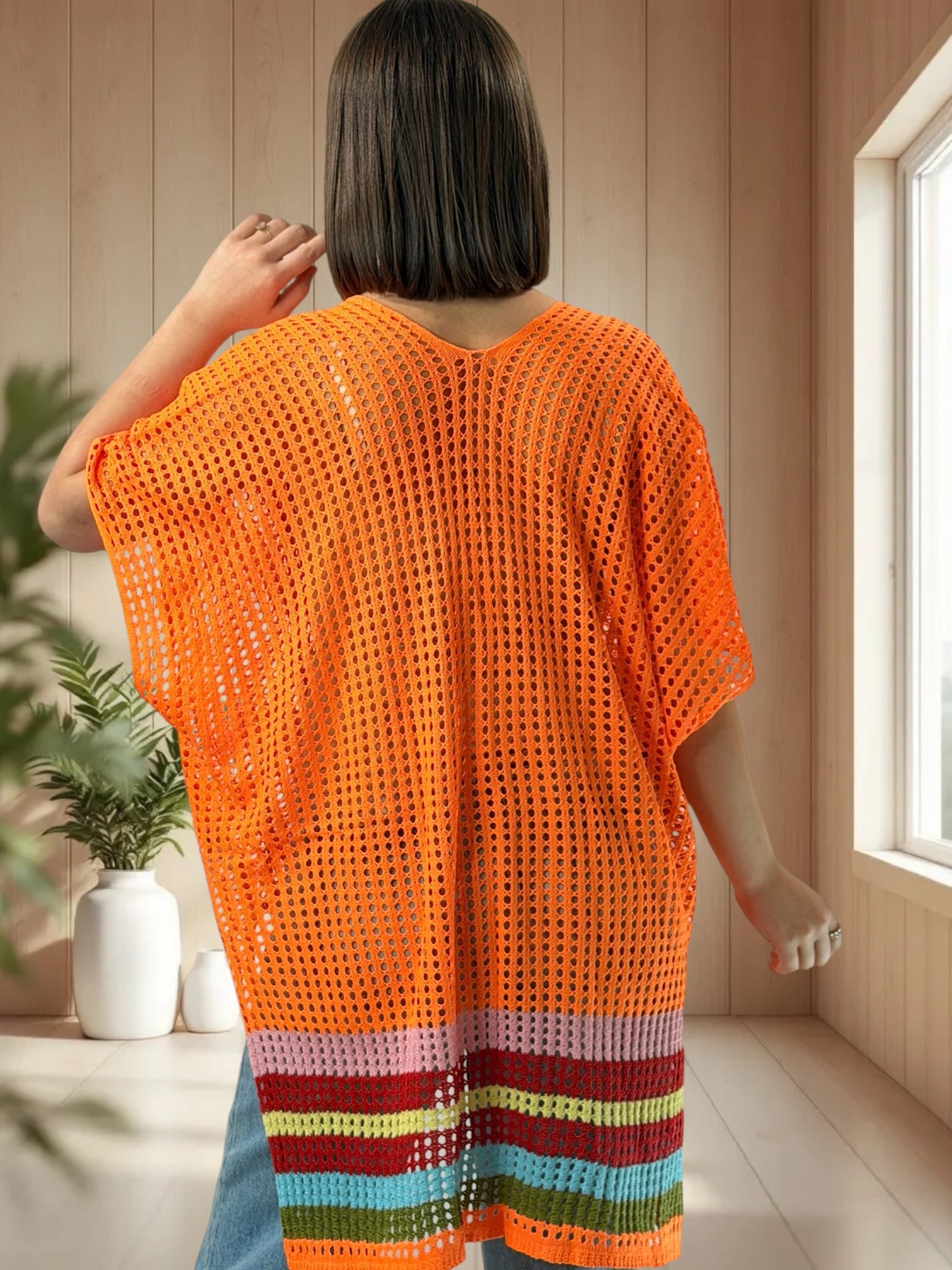 CHACHA  - TUNIQUE EN RESILLE ORANGE JUSQU'A LA TAILLE 56/58