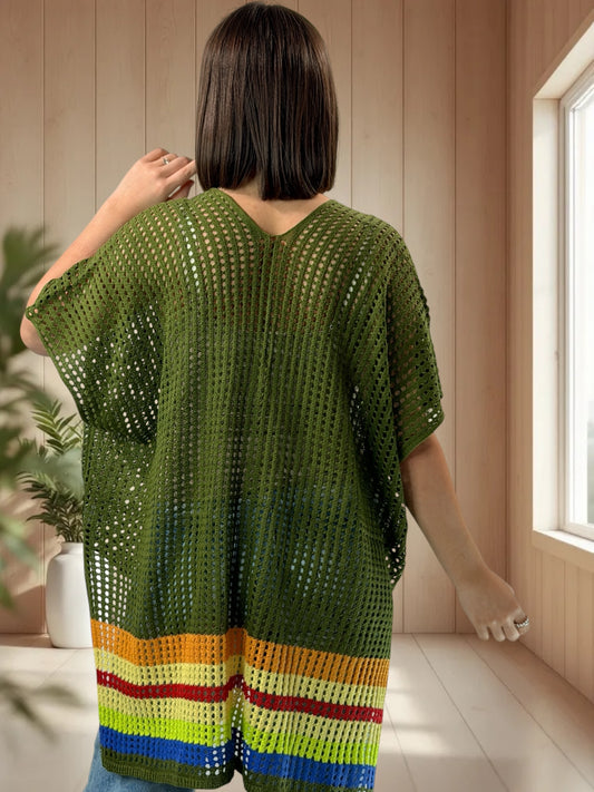 CHACHA  - TUNIQUE EN RESILLE KAKI JUSQU'A LA TAILLE 56/58