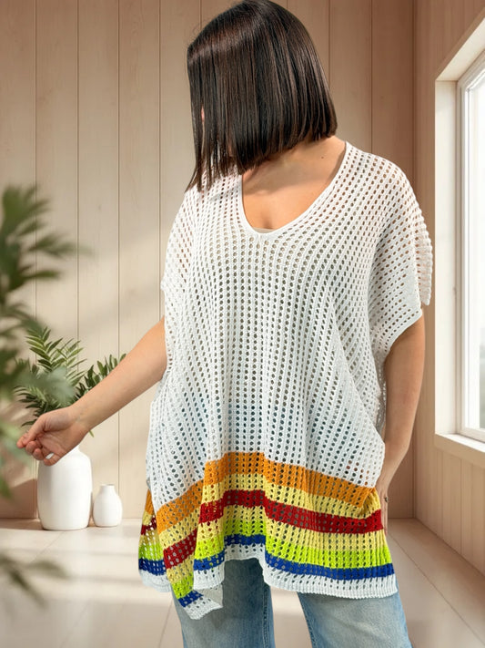 CHACHA  - TUNIQUE EN RESILLE BLANCHE JUSQU'A LA TAILLE 56/58