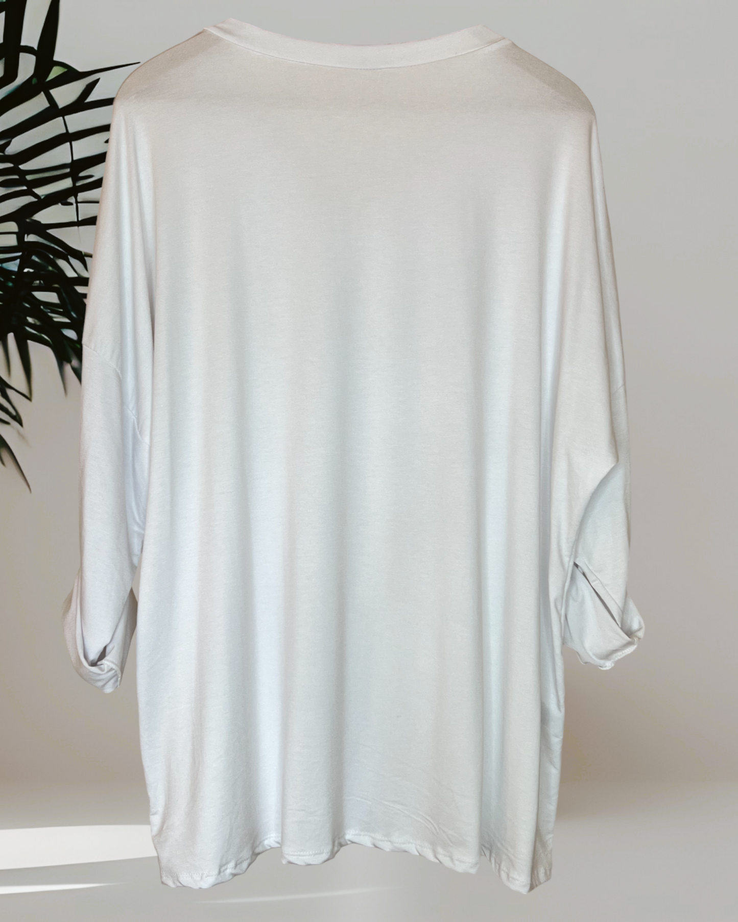 BASTIEN - T-SHIRT EN VISCOSE BLANC MANCHES LONGUES JUSQU'A LA TAILLE 52/54