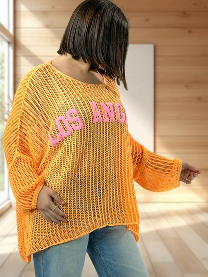 ROSARIO - PULL RESILLE ORANGE JUSQU'A LA TAILLE 54