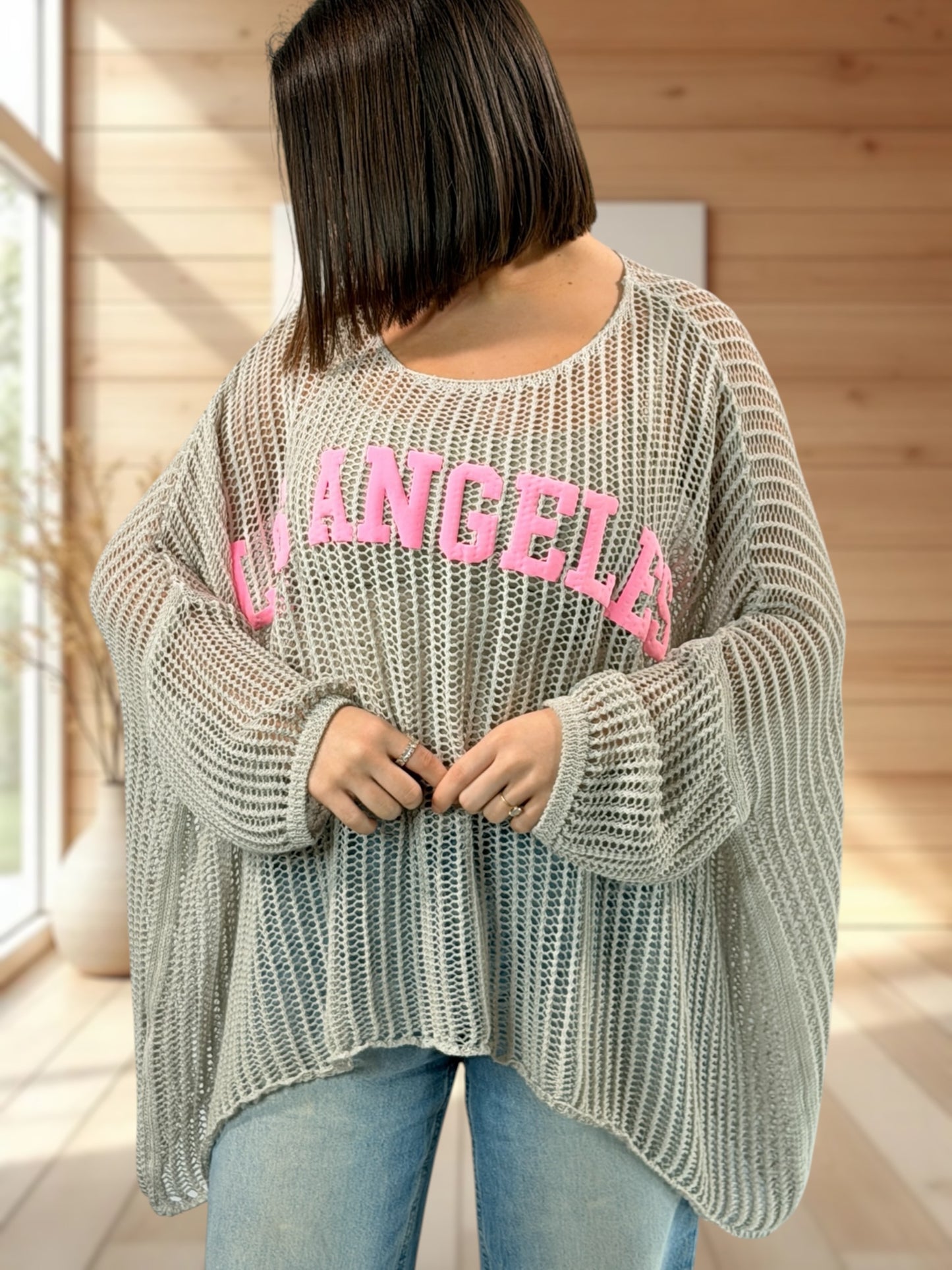 ROSARIO - PULL RESILLE TAUPE JUSQU'A LA TAILLE 54