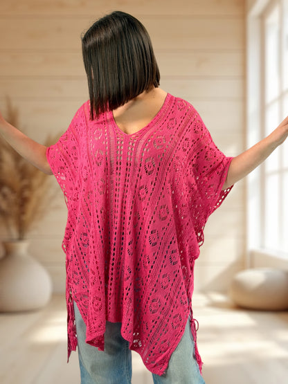 ELISABETTA  - TUNIQUE EN RESILLE FUCHSIA JUSQU'A LA TAILLE 56/58