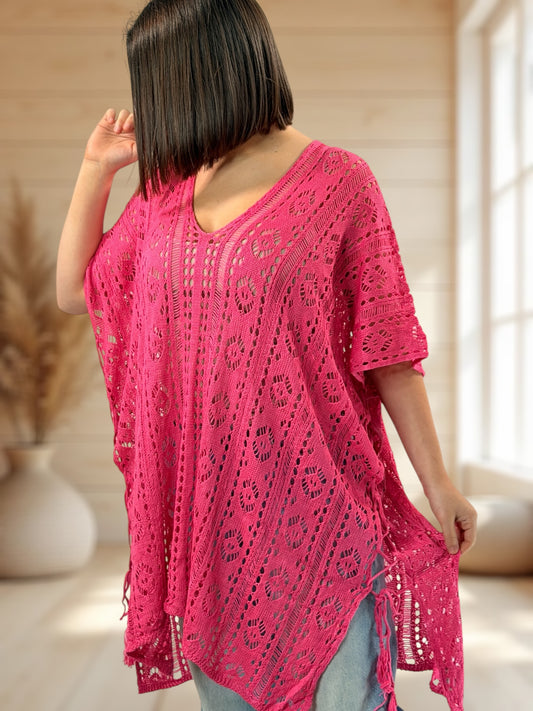 ELISABETTA  - TUNIQUE EN RESILLE FUCHSIA JUSQU'A LA TAILLE 56/58