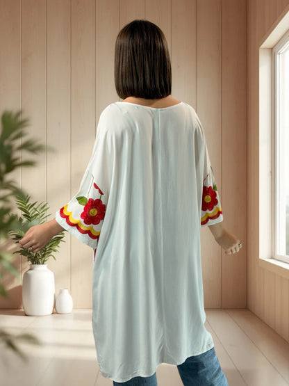 ELODIE  - TUNIQUE OVERSIZE BRODEE JUSQU'A LA TAILLE 52/54