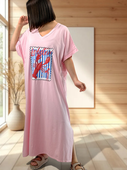 ST TROPEZ - ROBE ROSE EN COTON JUSQU'A LA TAILLE 54/56