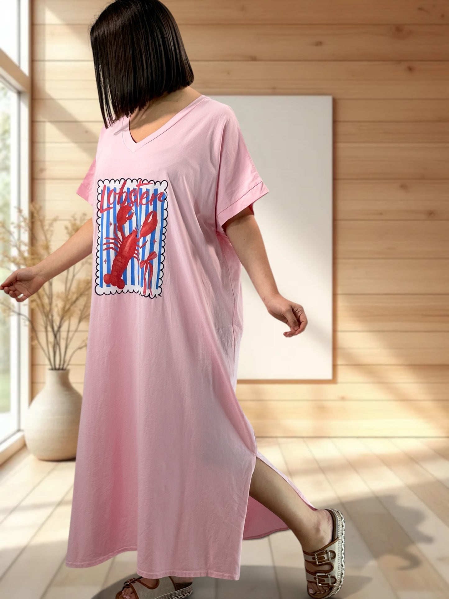 ST TROPEZ - ROBE ROSE EN COTON JUSQU'A LA TAILLE 54/56