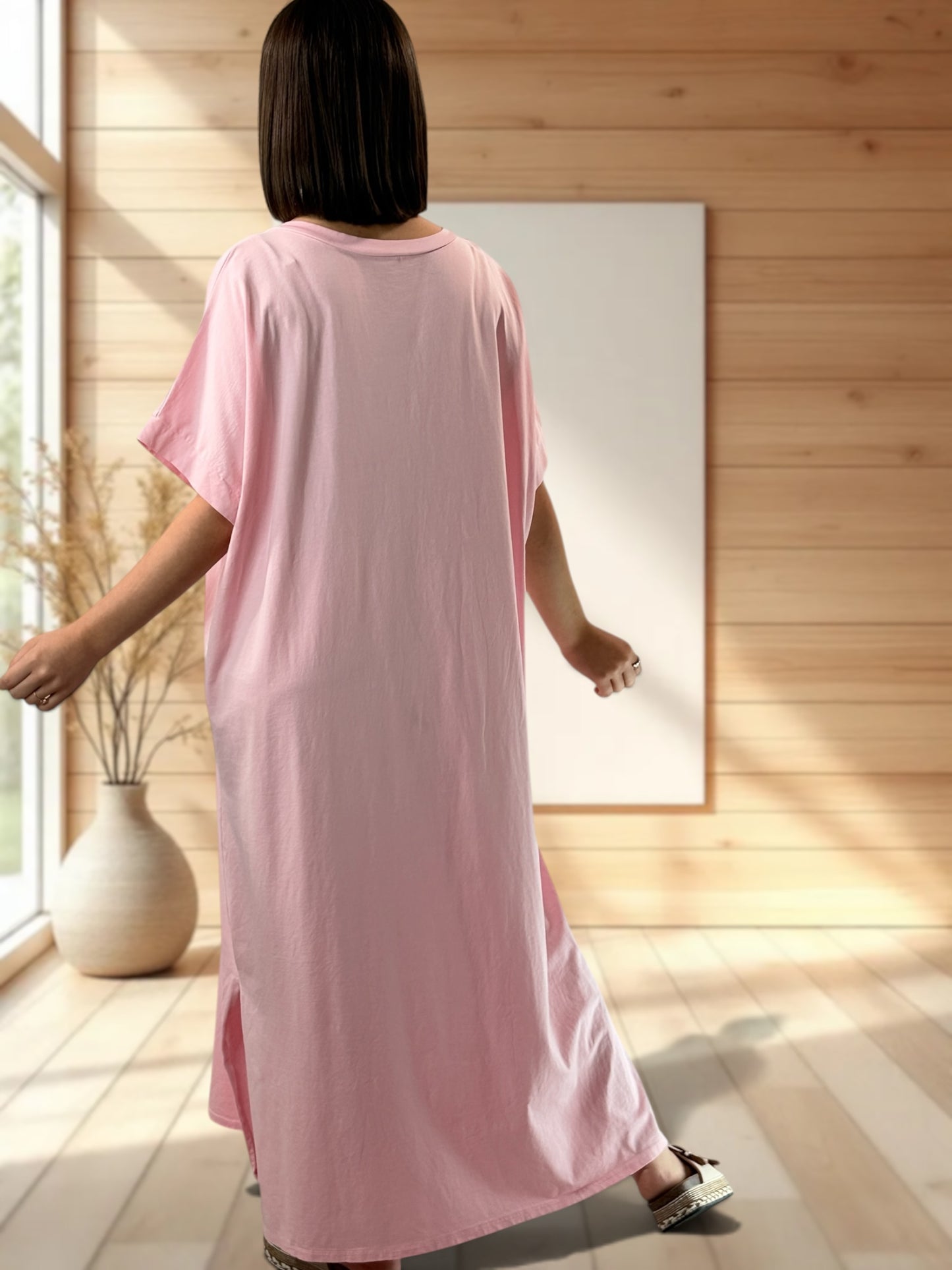 ST TROPEZ - ROBE ROSE EN COTON JUSQU'A LA TAILLE 54/56