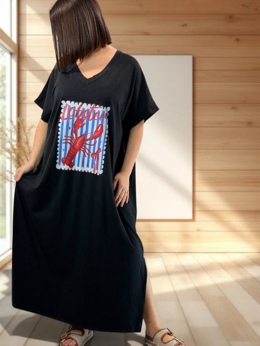 ST TROPEZ - ROBE NOIRE EN COTON JUSQU'A LA TAILLE 54/56