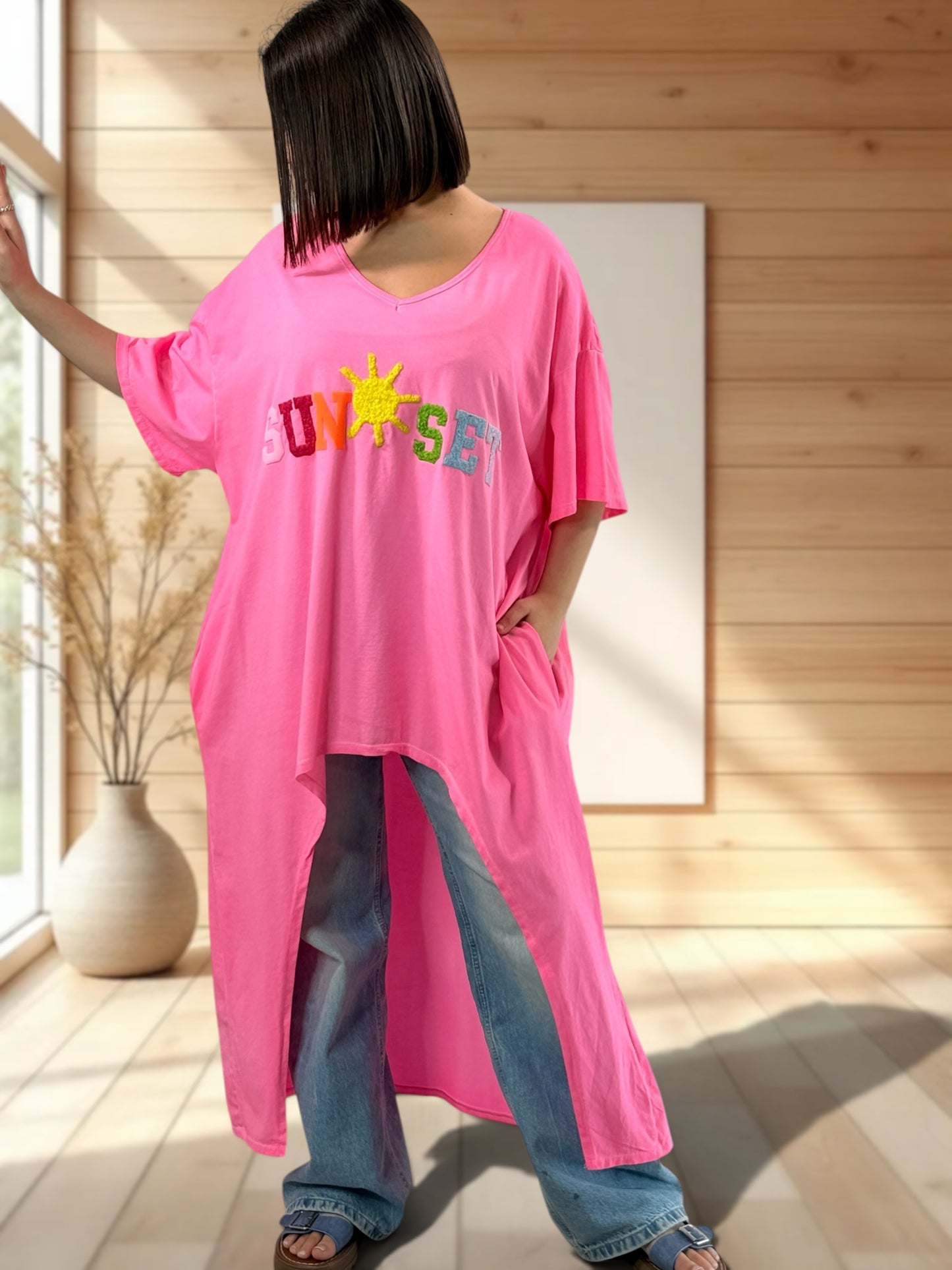 DAVINA - T-SHIRT FUCHSIA JUSQU'A LA TAILLE 56/58