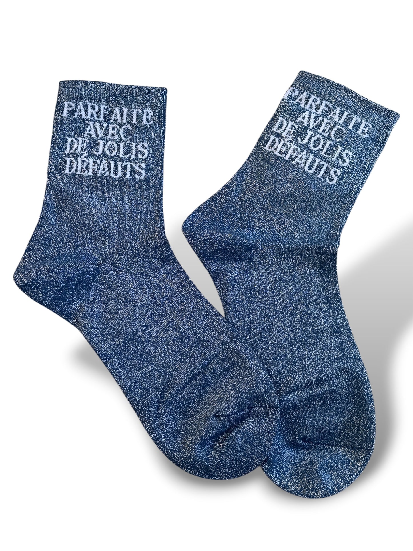 CHAUSSETTES SCINTILLANTES PARFAITE AVEC DE JOLIS DEFAUTS MARINE