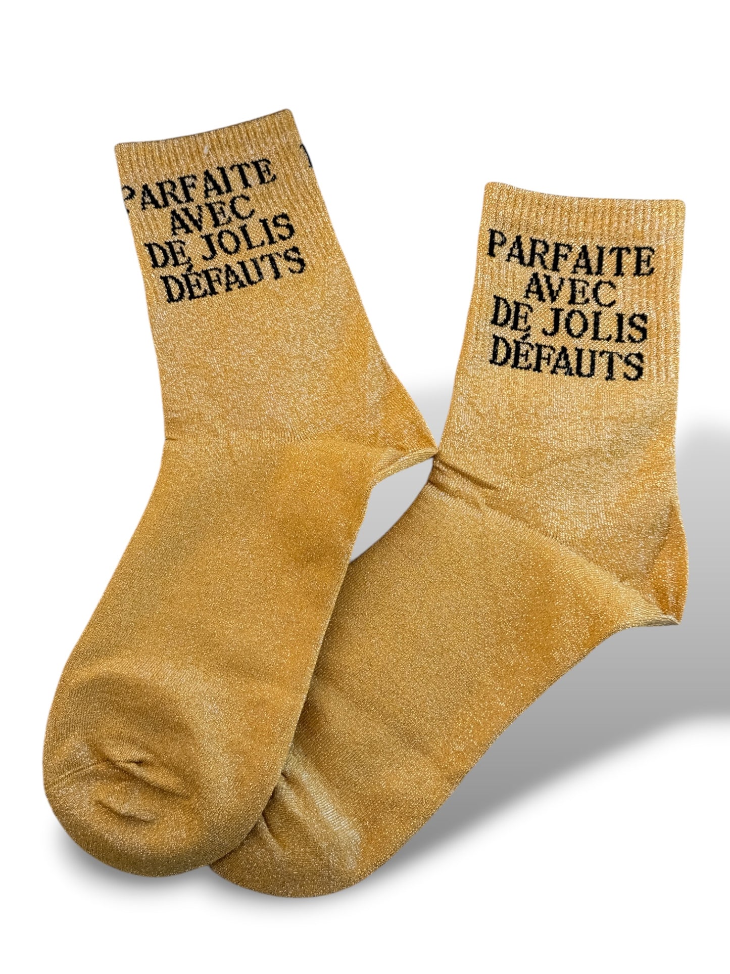 CHAUSSETTES SCINTILLANTES PARFAITE AVEC DE JOLIS DEFAUTS JAUNE