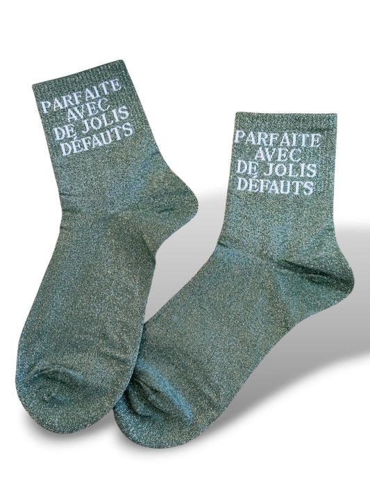 CHAUSSETTES SCINTILLANTES PARFAITE AVEC DE JOLIS DEFAUTS KAKI