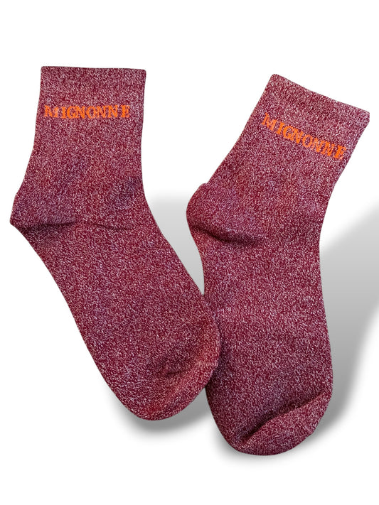 CHAUSSETTES SCINTILLANTES MIGNONNE BORDEAUX
