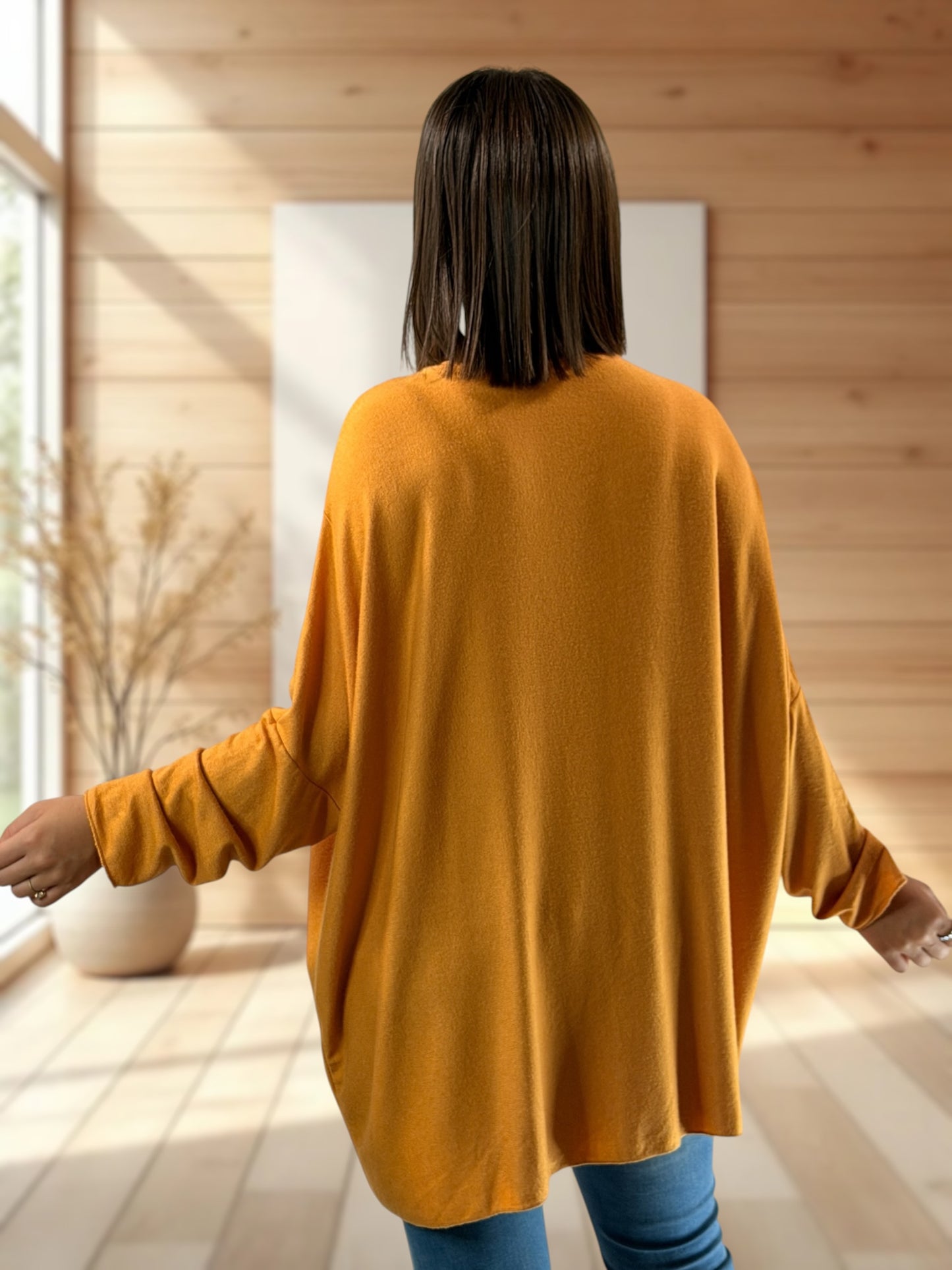CAPRIO - PULL SAFRAN EN MAILLE FLUIDE JUSQU'A LA TAILLE 54