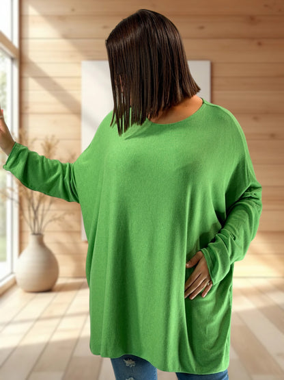 CAPRIO - PULL VERT EN MAILLE FLUIDE JUSQU'A LA TAILLE 54