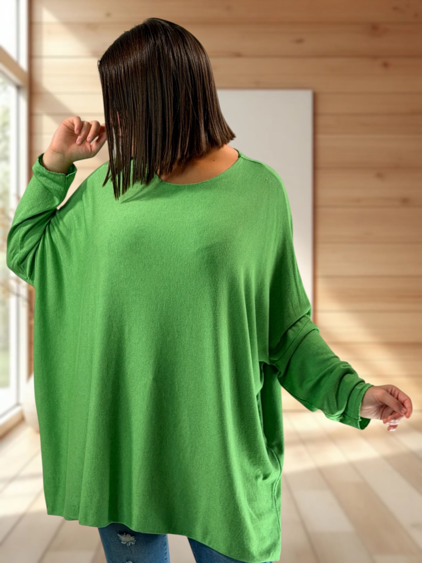 CAPRIO - PULL VERT EN MAILLE FLUIDE JUSQU'A LA TAILLE 54