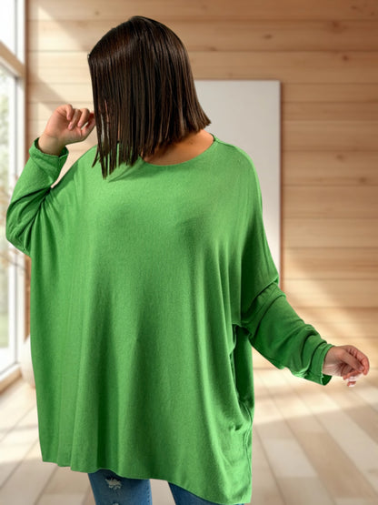 CAPRIO - PULL VERT EN MAILLE FLUIDE JUSQU'A LA TAILLE 54