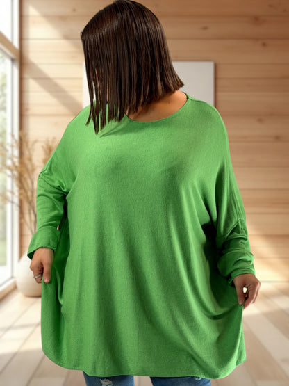 CAPRIO - PULL VERT EN MAILLE FLUIDE JUSQU'A LA TAILLE 54