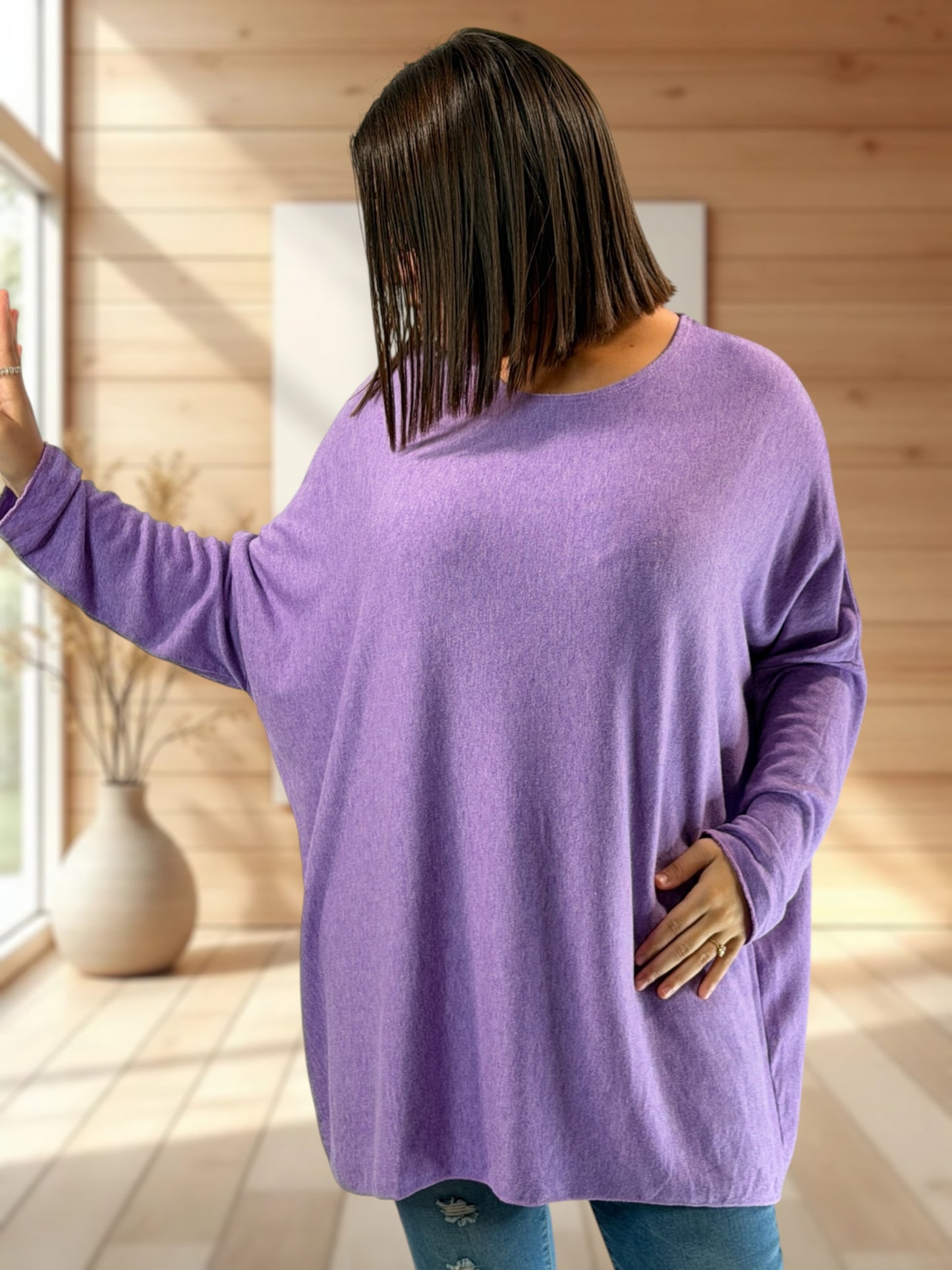 CAPRIO - PULL LILAS EN MAILLE FLUIDE JUSQU'A LA TAILLE 54